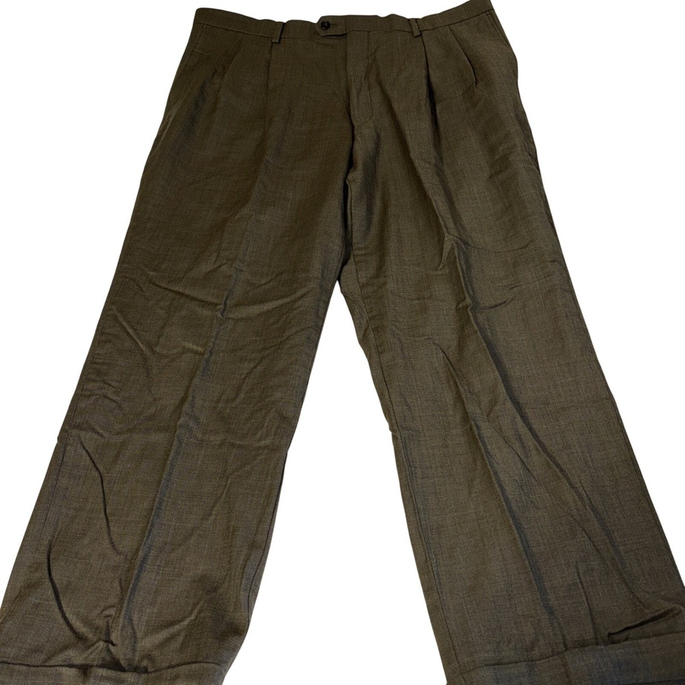 Men's Dress Pants Pleated Front Brown Slacks Cuffed Hem 39x29